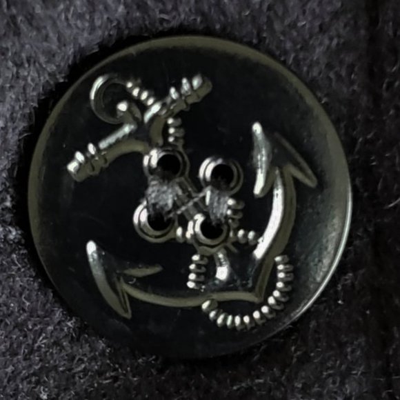 BLACK WOOL PEACOAT | '70s Vintage Clothing | M - Picture 3 of 8